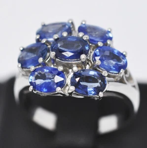 BELLISSIMO L'ANELLO IN ARGENTO 925 CON ZAFFIRI BLU NATURALI TOTALI 4,10 CT - Foto 1 di 5