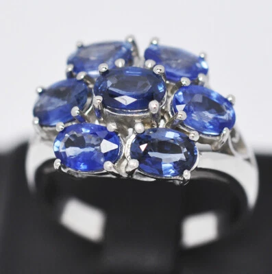 BELLISSIMO L'ANELLO IN ARGENTO 925 CON ZAFFIRI BLU NATURALI TOTALI 4,10 CT - Immagine 1 di 4