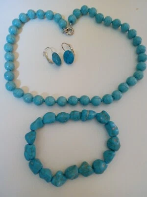 TURCHESE NATURALE . BELLISSIMA PARURE ARTIGIANALE - Immagine 1 di 4