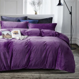 Soft Warm Velvet Duvet Cover Set with Pillow Sham for Winter Nice Rich Colors - Picture 1 of 54