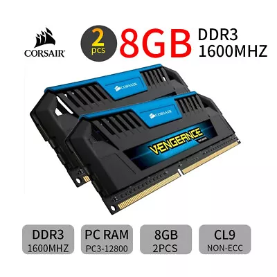 Corsair Vengeance Pro 16GB kit 2x 8GB DDR3 1600MHz CL9 PC3-12800U PC Memory UK - Image 1 of 3
