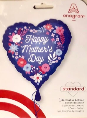Feliz Día de la Madre Globo Lámina Decorativa en Forma de Corazón, 17"/43 cm, Nuevo Foto 1 de 2