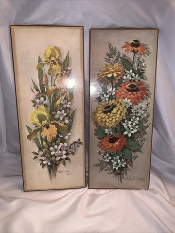 Robert Laessing  2 flower plaque pictures Vintage Cover