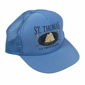 Vintage ST. THOMAS U.S. Virgin Islands Rope Trucker Hat / Cap NISSUN Blue Mesh - Picture 1 of 7
