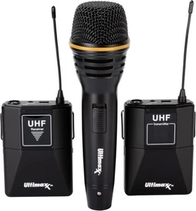 Kit micro sans fil Ultimaxx avec micro Lavalier, câbles, étui de transport et micro portable - Photo 1 sur 7
