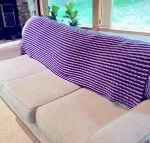 Manta afgana vintage púrpura y blanca 80” X 36” - Imagen 1 de 4