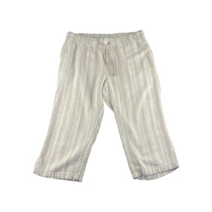 Dash Striped Linen Blend Cropped Pants Size Medium Elastic Waist Drawstring - Picture 1 of 6
