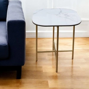 22" White And Gold Ceramic And Metal Square End Table - Picture 1 of 7
