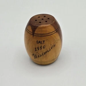 Vtg Wooden Barrel Salt Shaker 1950 Wisconsin Souvenir Vintage - Picture 1 of 6