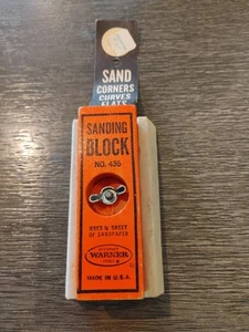 VINTAGE SANDING BLOCK NO.436. WARNER ACCURACY TOOLS. U.S.A. USES 3/4 SHEET NOS - Picture 1 of 4