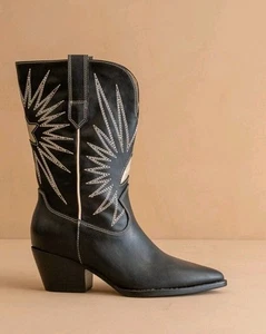 Botas de Vaquero Oasis Society Bristol Negras Bordadas Nuevas Talla Para Mujer Talla 8.5 - Imagen 1 de 4