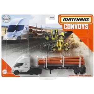 Matchbox CONVOYS TESLA SEMI & PIPE TRAILER \\\ LOAD LIFTER Silver MINT - Picture 1 of 4