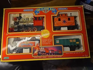 Echo Toys Classic Rail Battery Op Tain Set Locomotive,  Tender, 2 Cars 1990 Vint - Picture 1 of 10