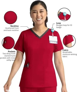 Maevn Matrix Contraste Doble Cuello en V Top 3 Bolsillos Estilo 3502 Tallas XXS a 3XL - Imagen 1 de 35