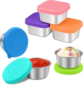 6PCS Salad Dressing Container to Go, 1.6oz Round+2.7oz Square, Rainbow  - Picture 1 of 8