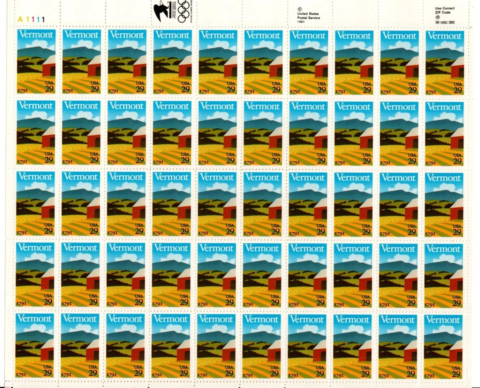 Scott 2533 29¢ Vermont Statehood MNH Free Shipping in the USA - Image 1 of 1