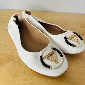Guess off white ballet flats with large logo (Size: 7) - Picture 1 of 7