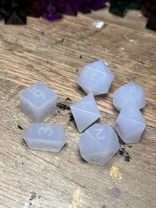 RAW* Dice: Tridacna White _ Resin-Cast Dice Set  *See Description* Handmade - Picture 1 of 4