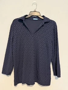 Camicetta donna J. McLaughlin scollo a V manica 3/4 taglia L blu navy - Foto 1 di 4