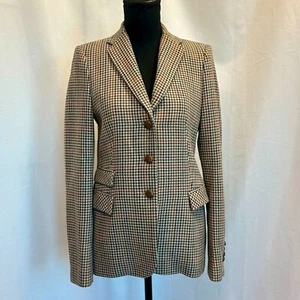 Zara Woman Tweed Blazer Houndstooth Faux Leather Covered Buttons Single Breast S - Picture 1 of 14
