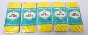 Vintage WRIGHT'S Jumbo RICK RACK Sewing Trim LOT OF 5 Canary Yellow 10 YARDS NOS - Picture 1 of 5