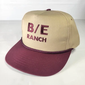 VTG B/E Ranch Biege Burgundy Trucker Adjustable Strap Hat Cap Unisex Adult - Picture 1 of 10