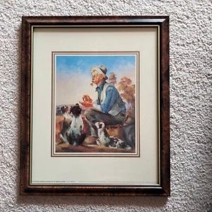 d'Arcy Doyle-'Sardine Lunch' Framed Print - Old Man with 4 Collies - Picture 1 of 9