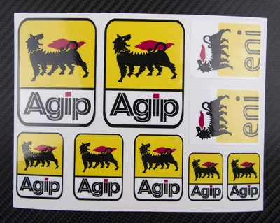 Pegatinas Agip Eni sponsor decals 4.7x6.3'' sheet 9 stickers aprilia ducati - Imagen 1 de 2