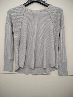 Топ женский Eri Ali XS серый с длинным рукавом вафли тепловой реглан расслабляющий эластичный однотонный - Изображение 1 из 4