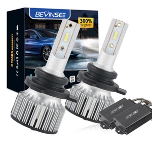 9012 HIR2 LED Headlight High/Low Bulbs w/ Anti Flicker Decoder Canbus Combo Kit - Picture 1 of 11