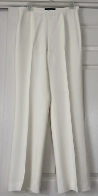 Pantalones de vestir originales Ellen Tracy marfil blanco cremallera lateral frente plano talla 6 Foto 1 de 4