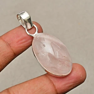 Rose Quartz Gemstone 925 Sterling Silver Handmade Jewelry pendant 1.73'' - Picture 1 of 6