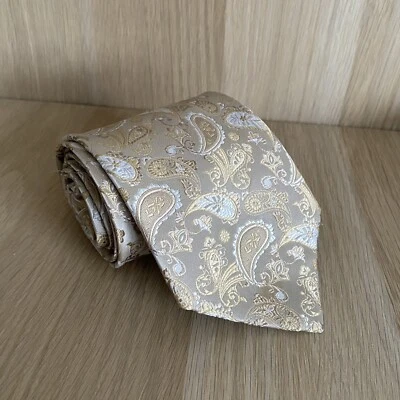 ROMARIO MANZINI Paisley Champagne Luxury Look Microfiber Occasion Wedding Tie — 第 1/4 张图片