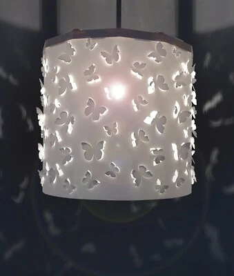 White Butterflies Lampshade + EREKI Magnetic Set -Touchless Bulb Changing Design