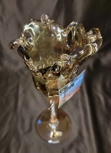 White Cristal Murano Art Glass Candle Holder Made In Italy - Picture 1 of 5