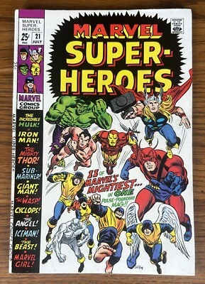 MARVEL SUPER-HEROES #21 1969 Reprints Avengers #23 & X-Men #2 Silver Age Romita - Image 1 of 4