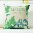 Green Plant Linen 18Inch Pillow Case Waist Throw Cushion Cover Home Sofa Decor