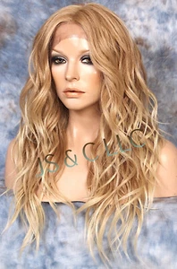 Echthaar Mischung entspannt wellig Lace Front Perücke handgebunden lange Hitze OK blond WEOR - Bild 1 von 6