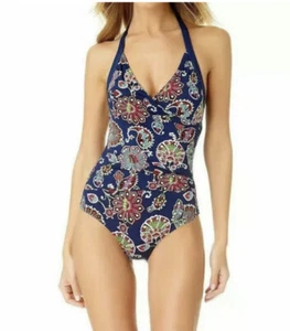 Liz Claiborne One Piece Navy Floral Swimsuit Multicolor New With Tags MSRP $89 - Picture 1 of 7