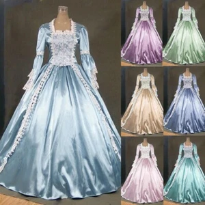 Victorian Satin Wedding Dresses Long Sleeve Square Neck Mid Century Bridal Gown - Picture 1 of 21