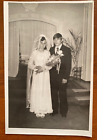 Beautiful couple of man and woman at wedding, old Soviet wedding Vintage photo