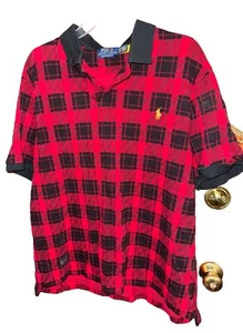 POLO RALPH LAUREN NWT Men Size XXL Polo Shirt Red Black Check Custom Slim Fit - Picture 1 of 4