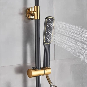 Juego de Grifo de Ducha Sistema Cabezal de Ducha de Lluvia Combo con Kit de Válvula Mezcladora Montaje en Pared - Imagen 1 de 10