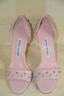 $1050 New Manolo Blahnik Pale Pink Voedendo Studs Gromets Sandals Shoes 40.5 10