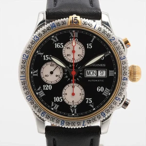 Longines Lindbergh SS SS & cuero AT esfera negra L2.618.5 - Imagen 1 de 7