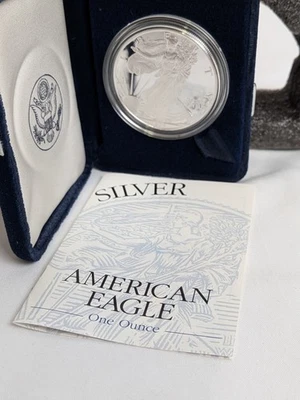 1996 P Silver Coin American Eagle Proof Box & COA BU Encapsulated - Image 1 of 3