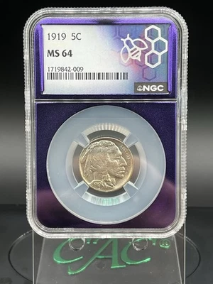 1919 Buffalo Nickel 5c NGC MS64 - Image 1 of 2