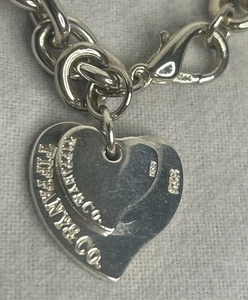 Vintage Tiffany & Co 925 Sterling Silver Double Heart Pendant Necklace - Picture 1 of 7