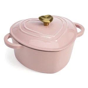 Enameled Cast Iron Dutch Oven Heart-Shaped Pot with Lid, Dual Handles, Works ... - Picture 1 of 7