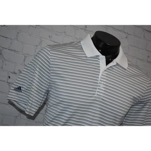 Camisa polo de golf Adidas para hombre talla grande poliéster rendimiento gris a rayas - Imagen 1 de 5